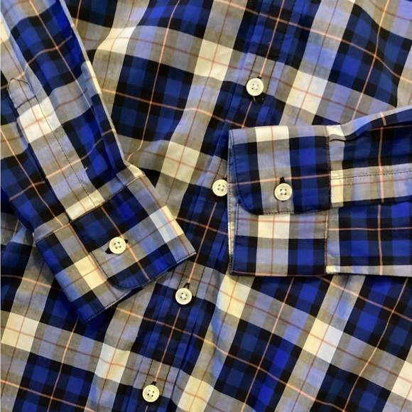 NEW BANANA REPUBLIC SOFT WASH CLASSIC BUTTON DOWN SHIRT - BEAUTIFUL BLUE PLAID - Picture 5 of 9